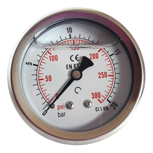 JMG Manometer With Glycerin Filling, 1/2" Thread, 0-20 Bar, Rear Connection 2