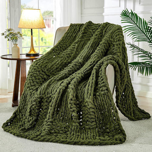 Ivellow Thick Knit Blanket, 100% Handwoven Blanket 0