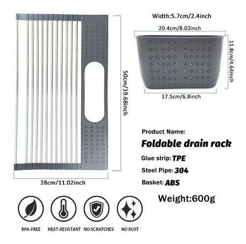 Roll-Up Dish Drying Rack Plus 5