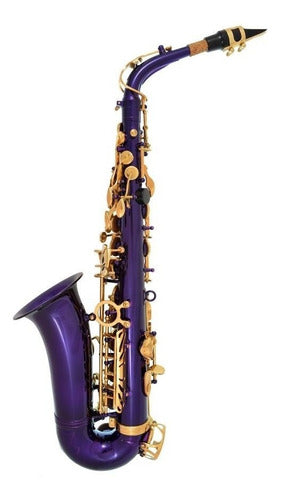 Saxofon Alto Purpura Y Llaves Doradas Lazarro Con Funda Xmp 2