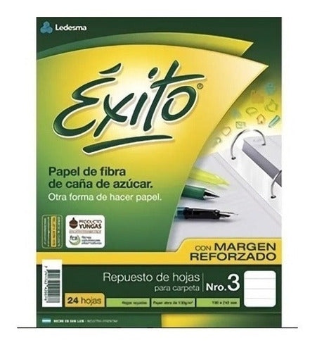 Ledesma N3 Replacement Sheets - 24 Reinforced Margin Ruled Pages, Pack of 10 0