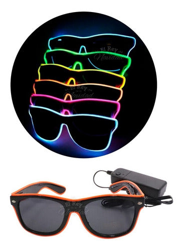 El Rey de la Navidad Anteojos Risky Lente Wayfarer Luz Neon Led Casamiento Fiesta 0