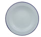 Set of 6 Enamelled Dinner Plates 24cm Diameter Blue Rim 0