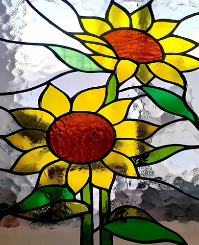 SalernoGraf Decorative Vinyls Vitraux Vitro, Stained Glass, Sunflowers 0