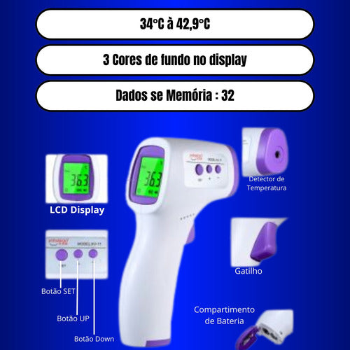 Termômetro Infravermelho Tg8818h 34°c À 43°c 1