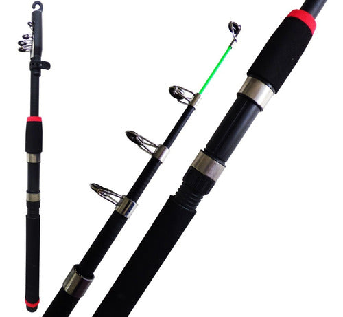 Red Fish Telescopic Fishing Rod 1.80m Lightweight Backpacker 47cm 0