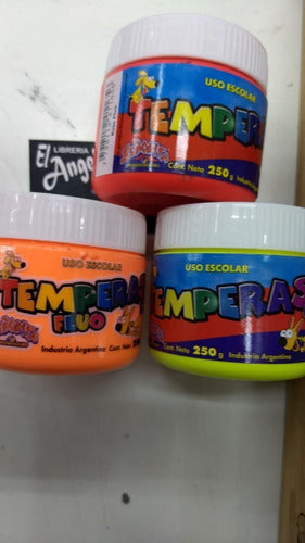 12 Temperas Fluo Pote 250 Ml Varios Colores Temple 0