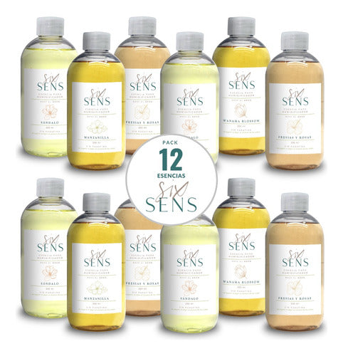 Kit 12 Water-Based Premium Scents for Aromatic Diffuser 250ml Each 0