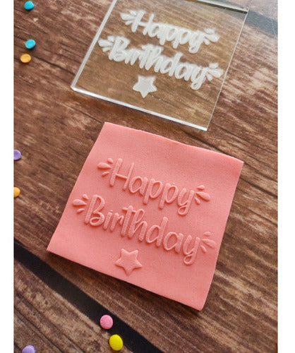 Acrylic Texturizing Stamp Happy Birthday with Star 1