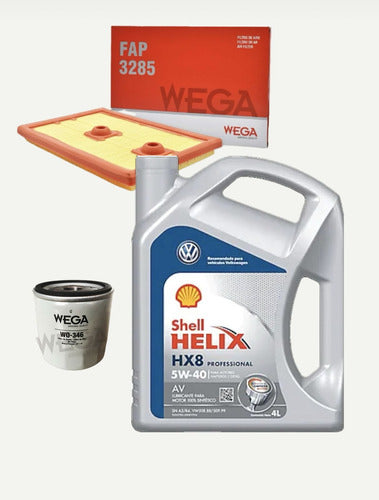 Aceite Shell Hx8 5w40 + Kit Filtros Vw Golf - Vento 1.4 Tsi 0