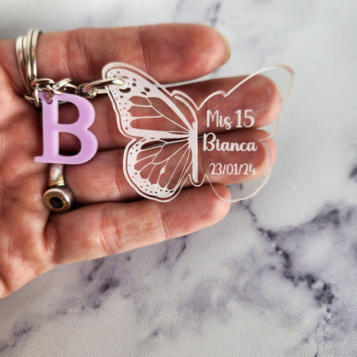 MALIBULASER 30 Personalized Initial Butterfly Keychain Souvenirs - Event 1