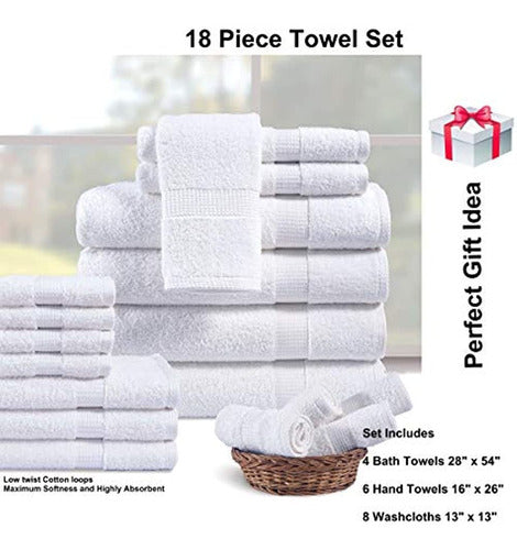 KASVER Uruguay 18 Piece Towel Set, 100% Cotton 3