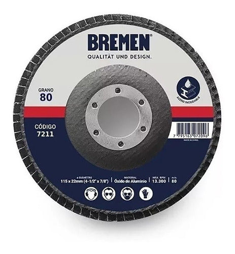 Bremen Zirconium Oxide Flap Disc 4½" (115mm) Grain 80 - 10 Units 0