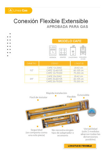 Dinatecnica Flexible  Para Gas Extensible De 1/2x20 A 42 Cm 2