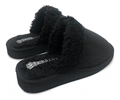 Sky Blue Women's Winter Sheepskin Slipper Skyblue Size 35 to 40 Model 9005 9