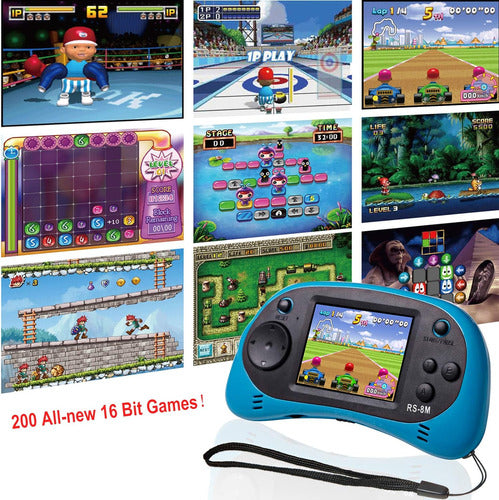 Juego Portátil Retro Para Niños Con Pantalla De 16 Cm Azul 5