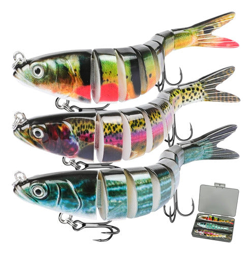 Señuelos Pesca Cebos Set De 3 Multiarticulados Trucha Robalo 0