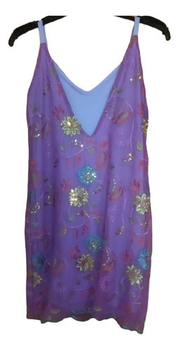 Mamba Lilac Embroidered Dress Size M 3