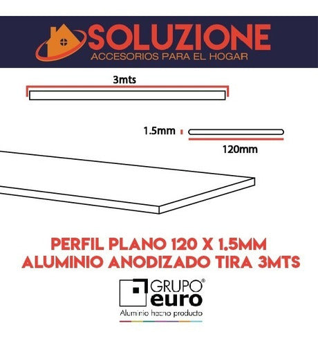 Grupo Euro Flat Profile 120mm Anodized Aluminum Furniture or Baseboard 5