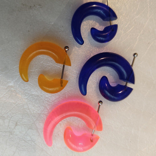 Acrylic Steel Spiral Fake Expander Horn Earrings Piercing 3-4 cm 101