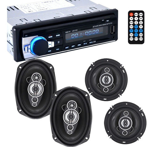 Smart Tech Stereo Bluetooth Stereo J520 Auto USB MP3 FM + 4 Speakers 0