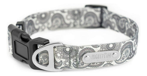 Mighty Paw Collar De Diseño Paisley Gris - Para Perros Peque 0