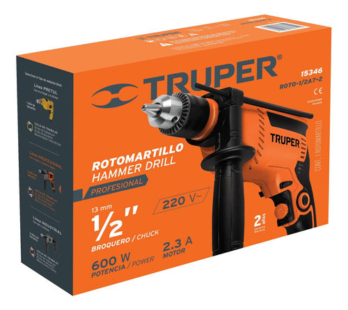 Truper Professional Drill with Hammer Action and Reverse 600W 1