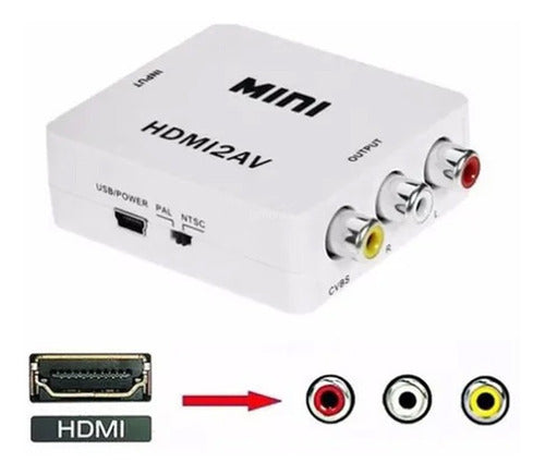 Adaptador Convertidor Hdmi A Rca Av Audio Video Conversor Tv 5