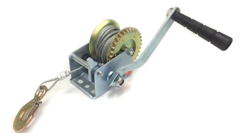 Manual Winch with 800lbs Steel Cable 362kg x 8m with Hook 0