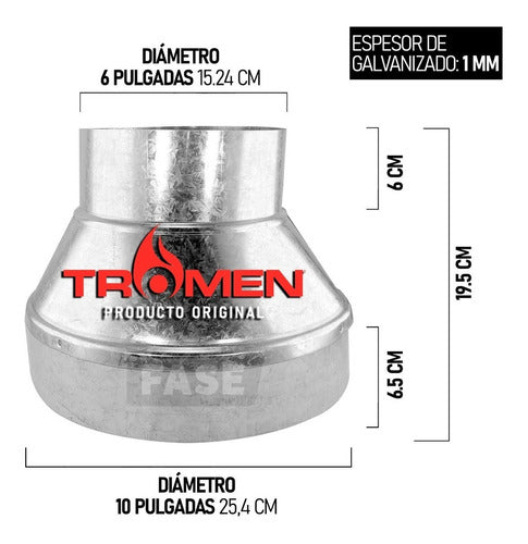 Tromen Reducción Galvanizada 10 A 6 Instalación Hornos Salamandras 1