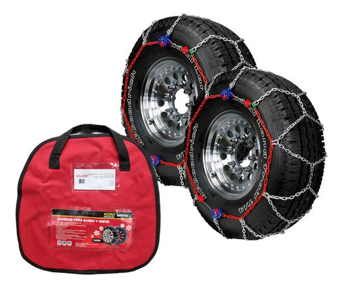 Pair of Snow & Mud Chains 16mm + Free Amarok Hilux Ranger Gloves 0