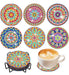 Vcekract Diamond Painting Coasters, 6 Pcs Mandala Diamond Art Coasters With Holder 0