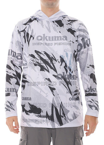 Okuma White UV Protection Hoodie for Kayaking and Fishing 0