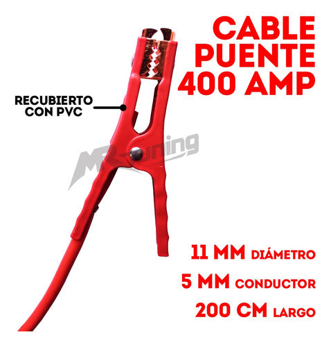 Cable Puente 400 Amperes 2 M Bateria Auto Camioneta 4x4 2