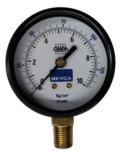 Beyca Manómetro 20kg 63 Mm Rosca 1/4 Inferior Gas Agua Aire 0