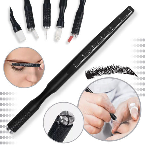 Fashion Tebori Pen Microblading Eyebrows Eyes and Lips with Measuring Tool 0