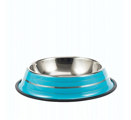 Stainless Steel Dog Feeder with Line Design Color 34cm 16