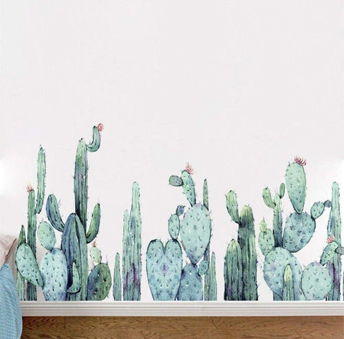 Vinilo Decorativo De Pared De Cactus, Plantas Verdes 0