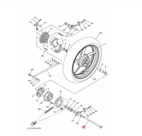 Eje De Rueda Trasera Yamaha Fz16 - Panella Motos 0