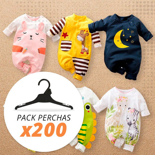 200 Perchas De Plastico Para Bebe 25 Cm Ropa Infantil Pack 1