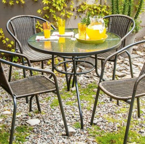 Mesa De Jardin De Hierro Redonda 80 Cms Vidrio 1