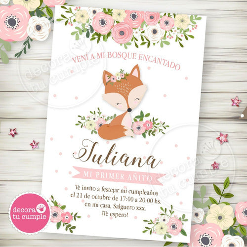 Decora Tu Cumple Printable Forest Fox Birthday Kit Invitation Girl 0