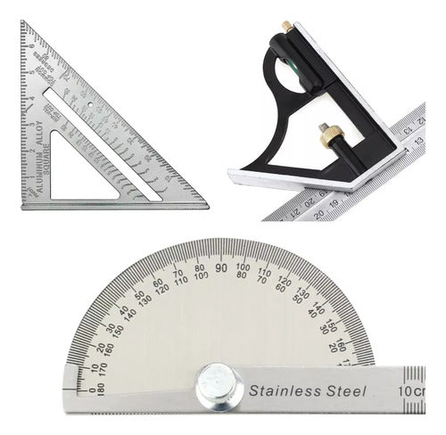 Mi Caja de Herramientas Escuadra C/nivel + Transp. Ángulos + Escuad.multiángulo Alum 0