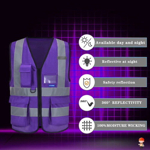 A-safety - Chaleco De Seguridad Reflectante Morado, Chaleco 3