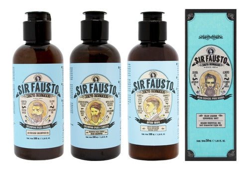 Sir Fausto Men's Culture Kit - Beard & Hair Shampoo + After Shave + Beard Oil Travel Set - Sir Fausto Shampoo Barba Cabello + After Shave + Oleo Travel