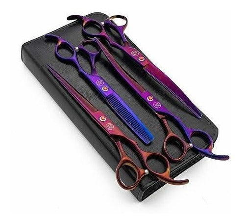 Set De Tijeras Para Peluqueria Canina 7 Pulgadas Purpura 0