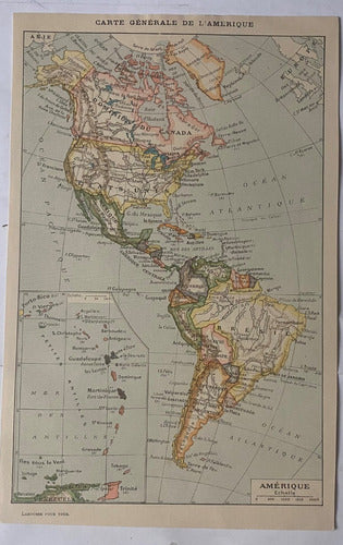 Mapa De Las Américas 17 X 26 Cms.   Ar3 0