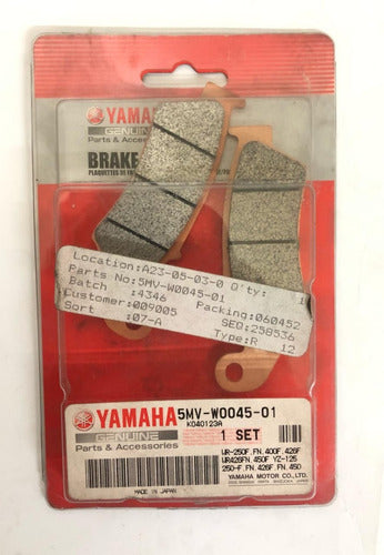 Yamaha Front Brake Pads WR 450 Original 0