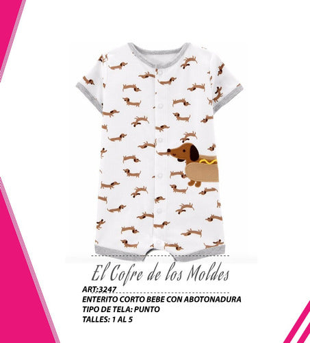 El Cofre de los Moldes Digital Short Onesie Pattern, Size Pack 1 to 5 0