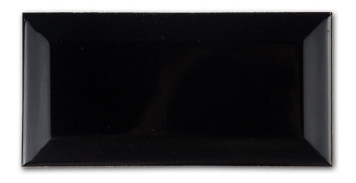 Casa Ferroti Subway Tile 10x20 Glossy Black Beveled Wall Bath 0